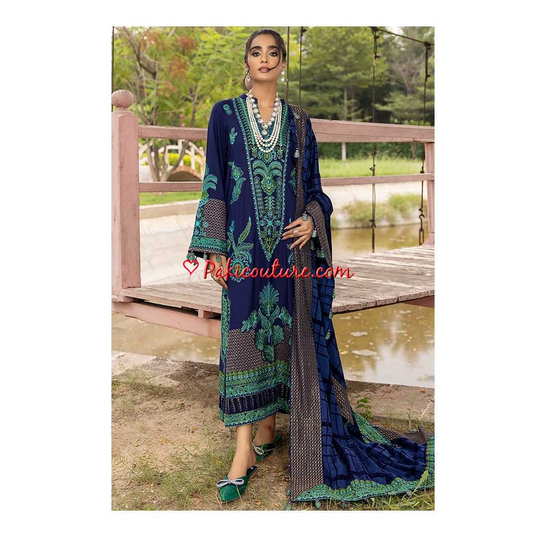 Poshima by Charizma Embroidered Peach Leather Suits Unstitched 3 Piece CZ25PW PSW5-08 - Winter Collection
