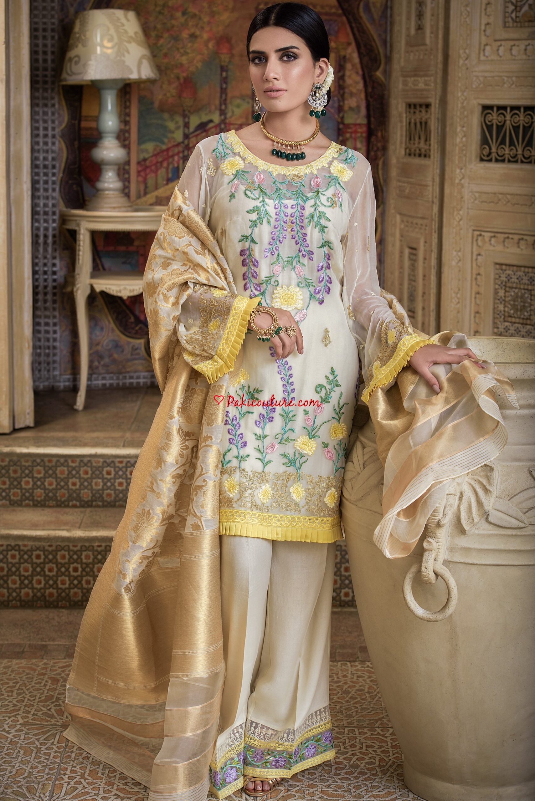 Pakistani Indian dress Honey Waqar Embroidered lawn silk Maria B salwar kameez 