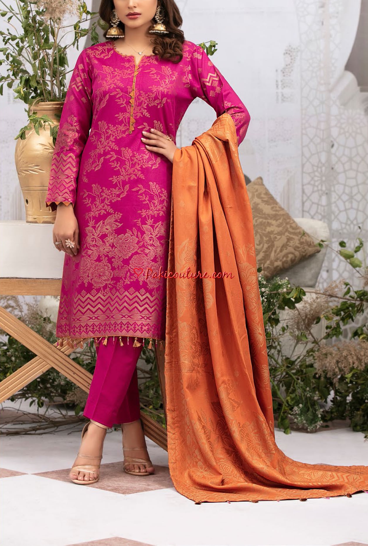 broshia dress design Waresha Shemrey Embroidered Broshia Unstitched 3Pc Suit D-64